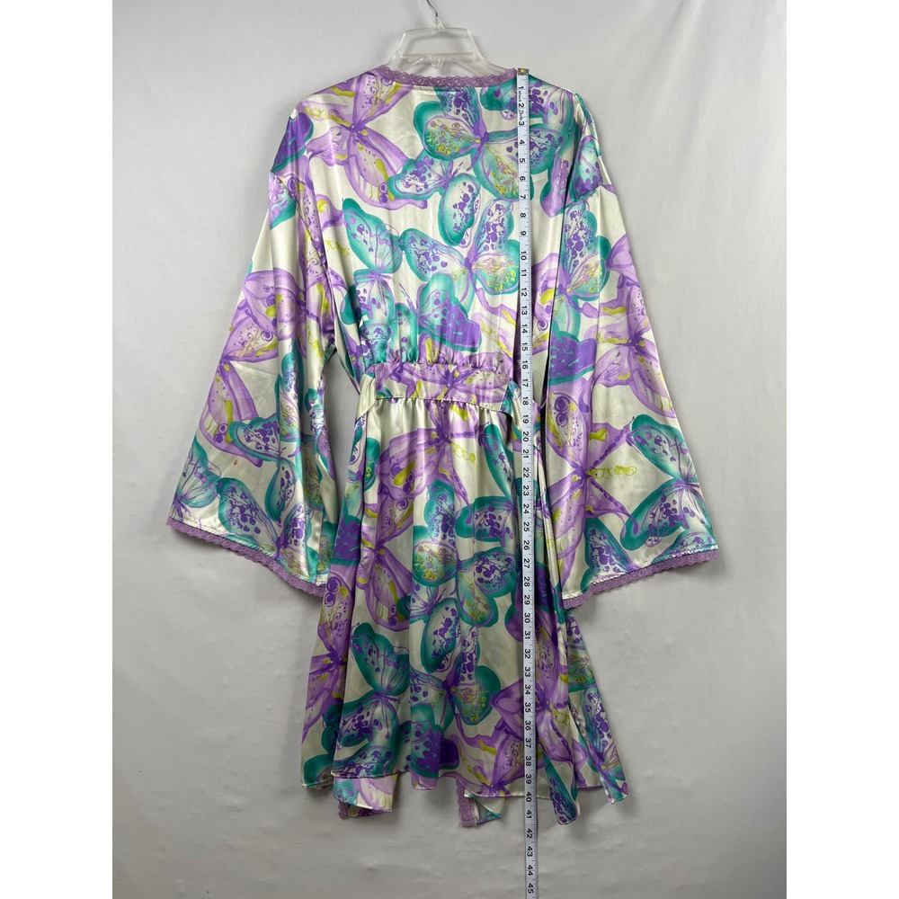 Valerie Stevens Butterfly Robe & Nightgown Set Womens XL Purple Satin Loungewear - Picture 5 of 12